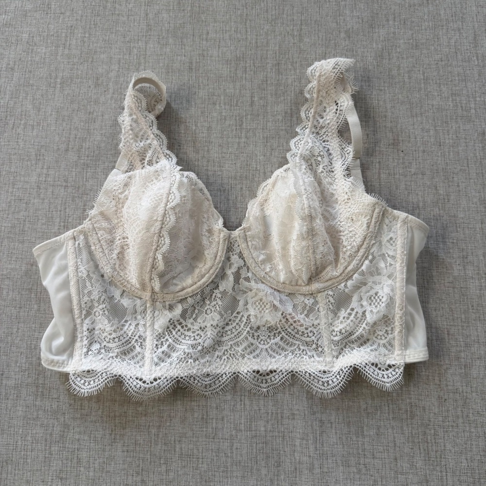 Victorias Secret Demi Longline Bra 36C Dream Angels Lace Lined Bustier Corset